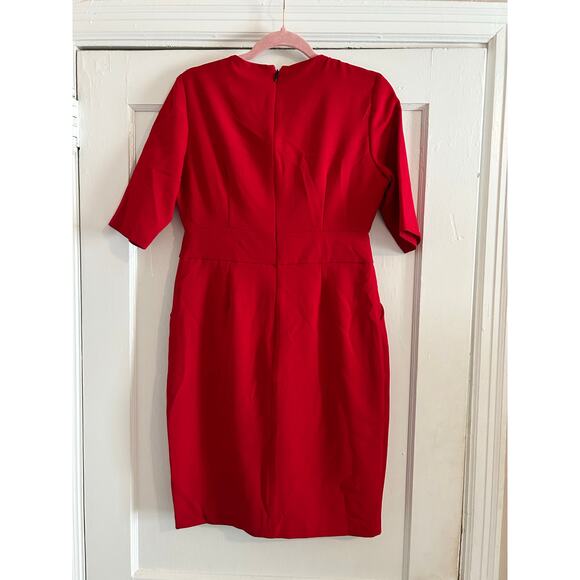 Signature by Robbie Bee Red Ruffle Sheath Dress Size 10P - Picture 11 of 13